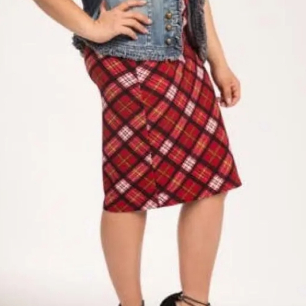 Red Plaid pencil skirt